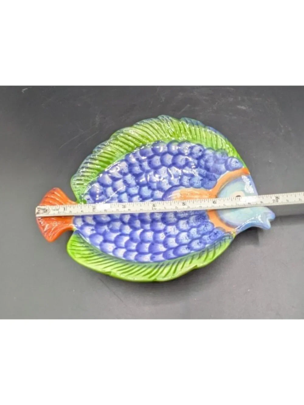 Pier 1 Imports Dolomite Fish Plate Trinket Dish Colorful Handpainted 8x6